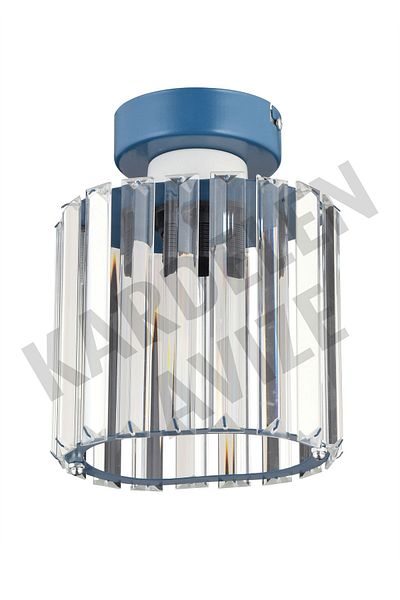 KARDELEN AYDINLATMA AVİZE Snowdrop Blue - Crystal Stone Plafonier, Luxury Chandelier Facing Single