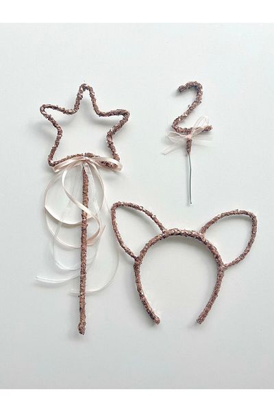 COOLMINIES Ornament de baghetă cu paiete pisică și stea și set de 2 ani de ornament pentru tort pentru fetiță