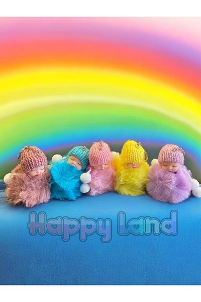 Happyland سلسلة مفاتيح على شكل دمية نائمة قطعة واحدة من سلسلة مفاتيح مزخرفة على شكل دمية نائمة