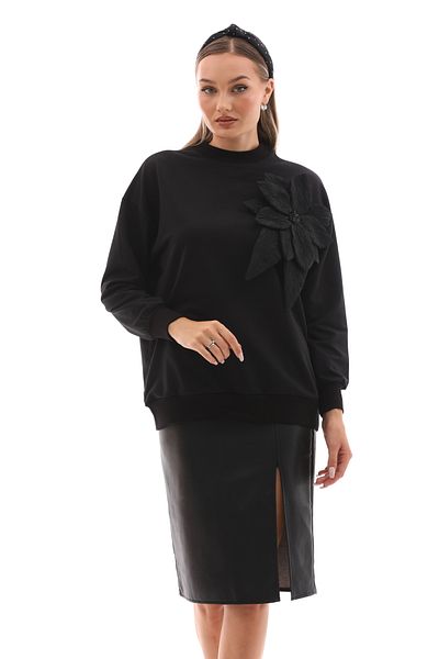 Pulli Collection Hanorac de damă sezon nou - cu aplicații cu flori albe