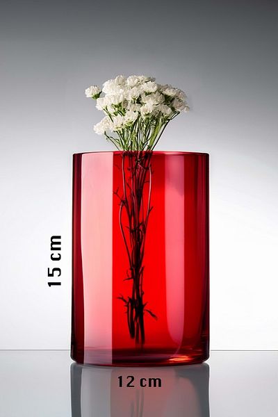 Jenisa Red Dried Flower Pattern Vase - Vibrant Candle Holder Decoration, 12X15 cm