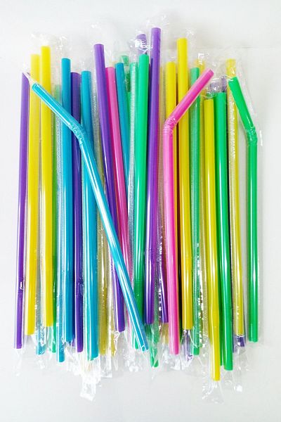 Balkan Straws Bellows Gelatin Frozen Thick 100 Pieces (Mixed 5 Colors) 7mm Diameter and 24cm Length