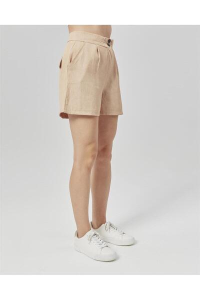 Nuseel Beige High Waist Atlantis Bermuda Shorts