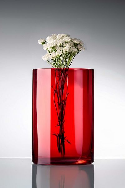 Jenisa Red Dried Flower Pattern Vase - Vibrant Candle Holder Decoration, 12X15 cm