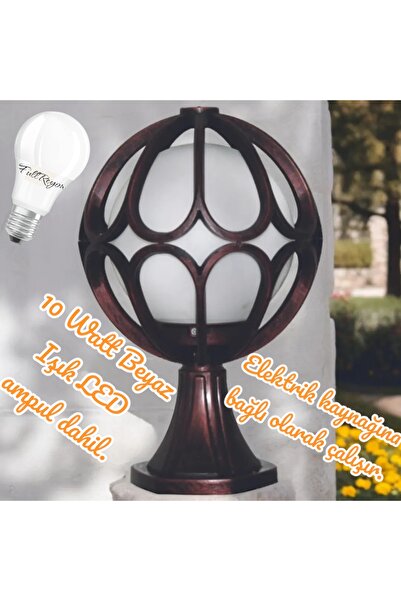 fullreyon Beyaz Işık 10 W. Led Ampullü  Bakır Eskitme Bahçe Duvar Aydınlatma ...