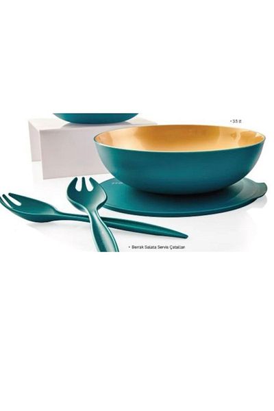 Tupperware وعاء شفاف مع غطاء سعة 3.5 لتر وملاعق تقديم