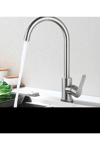 İSAOĞLU YAPI Kitchen Faucet Matte Chrome Sink Tap Brushed Matte Chrome Satin Textured Tap