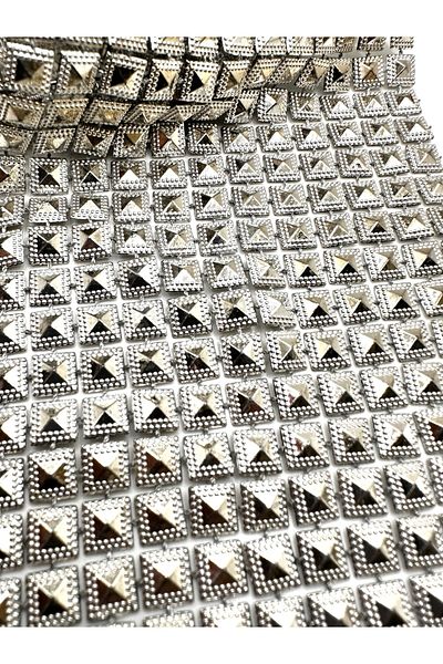BukiroAtelier Shiny Enli Decorative Jewelled Strip - Silver Square Jewelled, 2 Meters, 10 cm