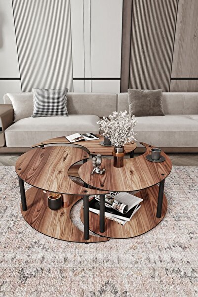 messer Yin Yang Unıty Serenıty Orta Sehpa 3 Lü Madran Ceviz-90 Cm