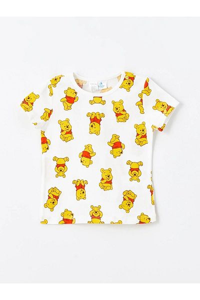 LC Waikiki LCW baby Crew Neck Short Sleeve Winnie the Pooh Printed Baby Boy Pajamas Set with Shorts