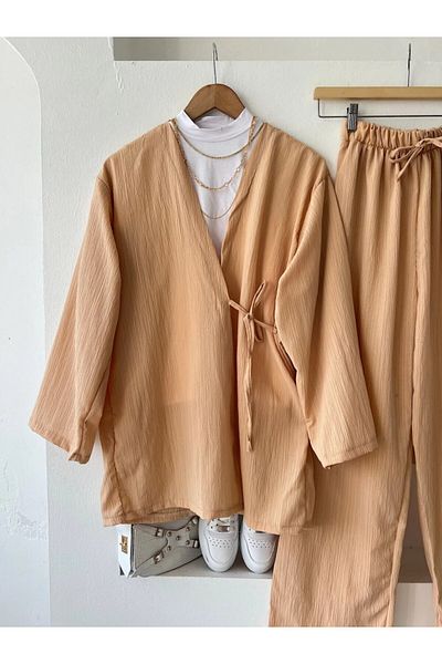 ENDAMIM Seersucker Laced Casual Set