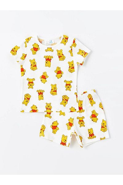 LC Waikiki LCW baby Crew Neck Short Sleeve Winnie the Pooh Printed Baby Boy Pajamas Set with Shorts
