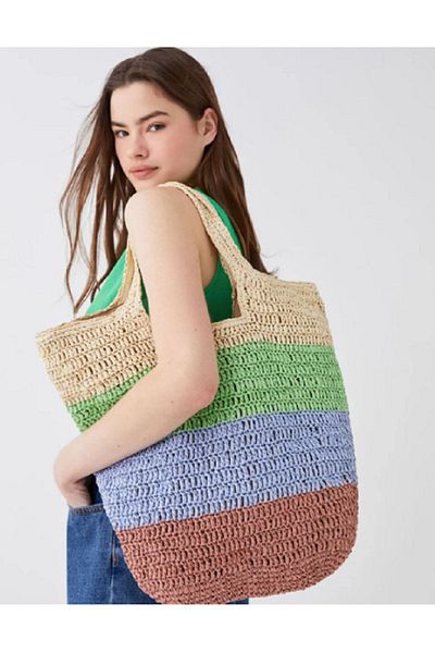 LC Waikiki ACCESORII EL&SEV LCW Geantă de umăr pentru femei din paie color-blocate
