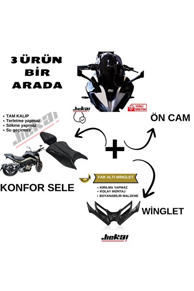 JİEKAİ CF MOTO 250 SR 3LÜ SET Ön Cam  Konfor Sele Winglet Far Altı (SET HALİNDE)