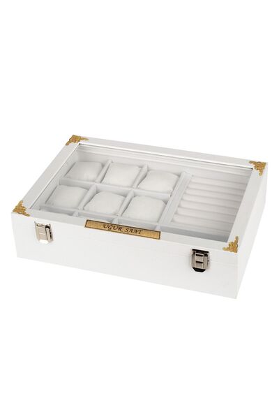 IMPALA Saat Yüzük Kol Düğmesi Gözlük Çok Amaçlı Takı Kutusu Ahşap Kasa Üzeri Deri Kaplama Saat Kutusu