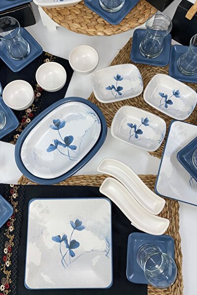 Keramika Blue Magic Kare 47 Parça 12 Kişilik Kahvaltı Takımı