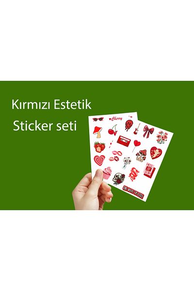 Akumastik Vsco Roșu - Set de autocolante pentru laptop Red Aesthetic Planner Bullet Journal 3,5 cm - 30 de bucăți