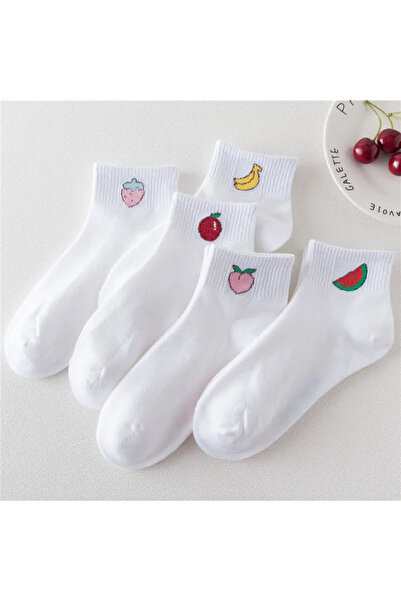 WORTHY SOCKS Πακέτο 5 κάλτσες με μποτάκια με μοτίβο φρούτων - 5 ζευγάρια