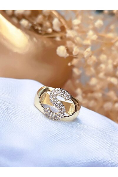 KBC STORE kBC Stone DeTailed Letter Ring - Letter S