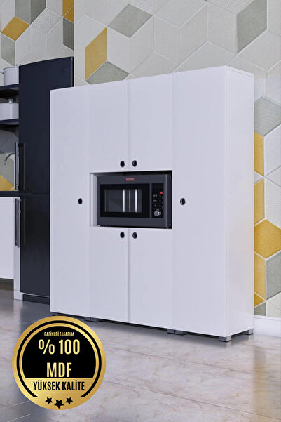 rafineritasarım Azura Çok Amaçlı Dolap Büyük Kapaklı Bölmeli Erzak Dolabı Mdf