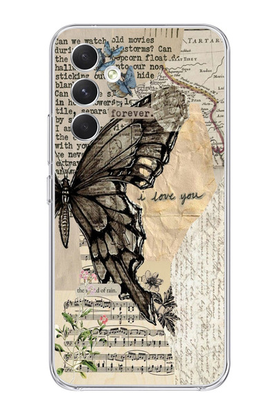 moonset Samsung Galaxy S24 Plus Uyumlu Kelebek Tasarımlı Baskılı Şeffaf Telef...