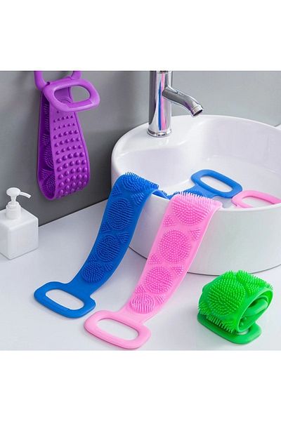 Ecoform Double Sided Silicone Bath Back Scrub Shower Washcloth Ballpoint Washcloth Purple 60 cm