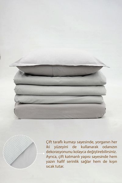 mordesign Double Sided Baby Duvet Cover Set - 100% Cotton, Gingham Series Children's Bedding Set
