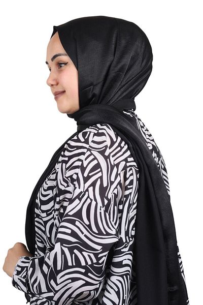 Berussa شال جان جان بلون سادة - نمط-02 - أسود -97