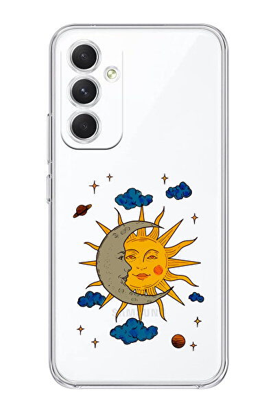 moonset Samsung Galaxy A54 Uyumlu Ay Güneş ve Gezegen Tasarımlı Baskılı Şeffa...