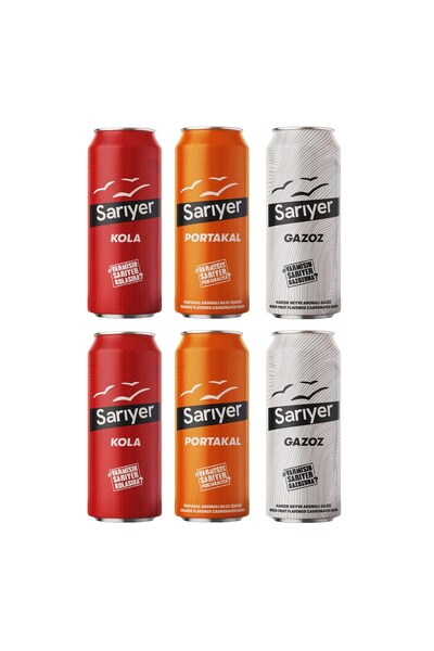 Sarıyer Gazoz Sarıyer Kola-Portakal-Gazoz 330 ml Kutu 6 lı Karma