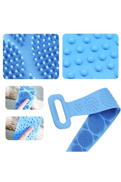 Ecoform Double Sided Silicone Bath Back Scrub Shower Washcloth Ballpoint Washcloth Blue 60 Cm