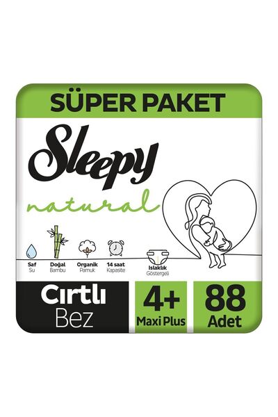 Sleepy Natural Süper Paket Bebek Bezi 4 Numara Maxi Plus 88 Adet