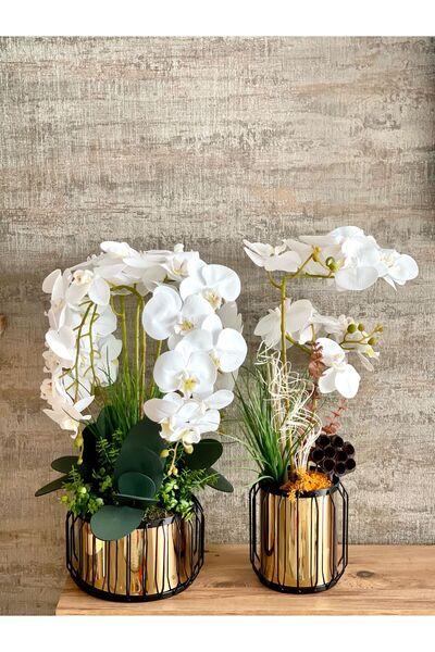 Özge Dekorasyon 2’li Dekoratif Gold Obje Vazo