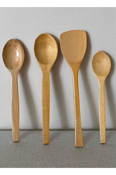 FULLTREND 4-Piece Bamboo Dining Utensils - 4 Size Spoon Wooden (23 cm.-28 cm.-32 cm.)