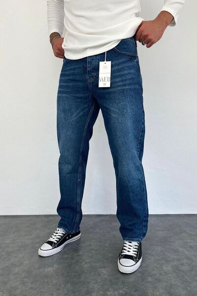 BDRMAN Baggy Mavi Renk Taşlamalı Kot Pantolon