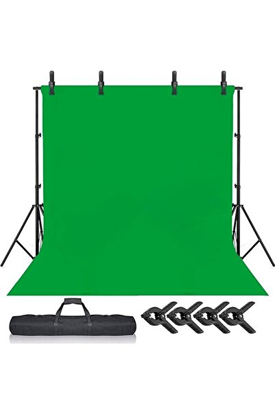 Genel Markalar Yeşil Green Screen Greenbox Yeşil Fon Perde 2x3m  Fon Standı 4 Mandal Fotoğraf Kağıtları Tek Ebat