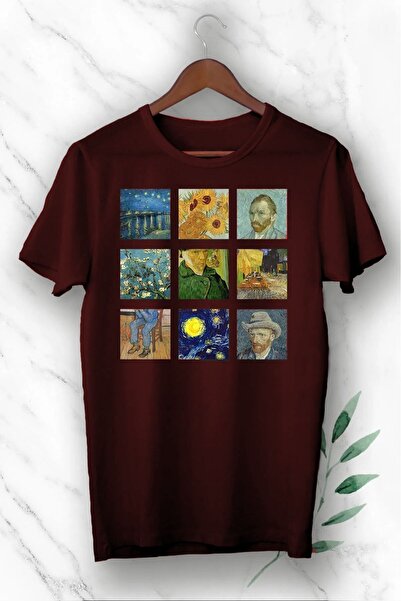 oneagılyazı Tricou imprimat cu colaj de portret al lui Van Gogh, unice