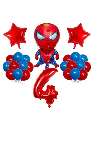 DÜVENCİ TİCARET ÖRÜMCEK ADAM KIRMIZI RAKAMLI BALON SET