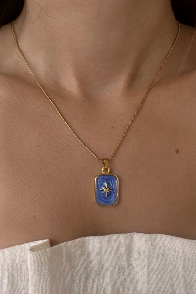 Okko Store Çelik Kuzey Yıldız Plaka Kolye