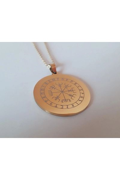 Anatolia Vegvisir (DEFENCE) Symbol Number Sequenced Steel Necklace