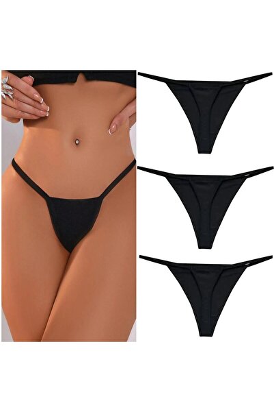 Maly Love Kadın Siyah 3lü Paket Basic Tanga String