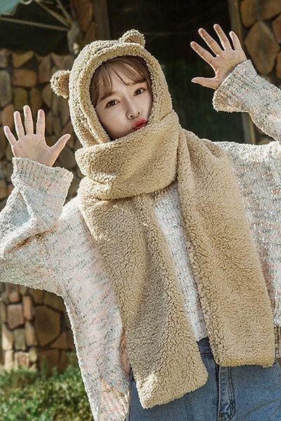 Nurnivus Women's Welsoft Fleece - Hoodie, Plush Beanie Scarf, Windproof Ear Hat