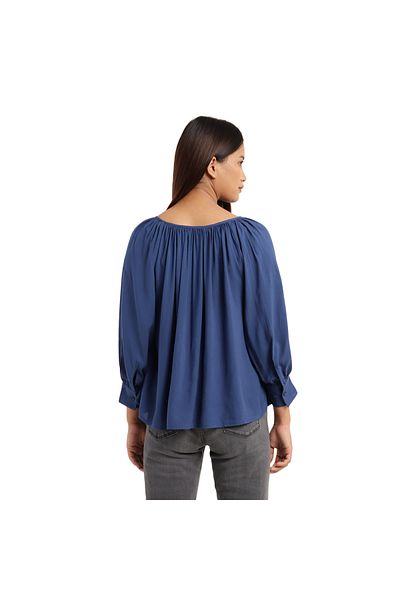 Levi's Women's Blue Plain Boat Neck 3/4 Sleeve Blouse