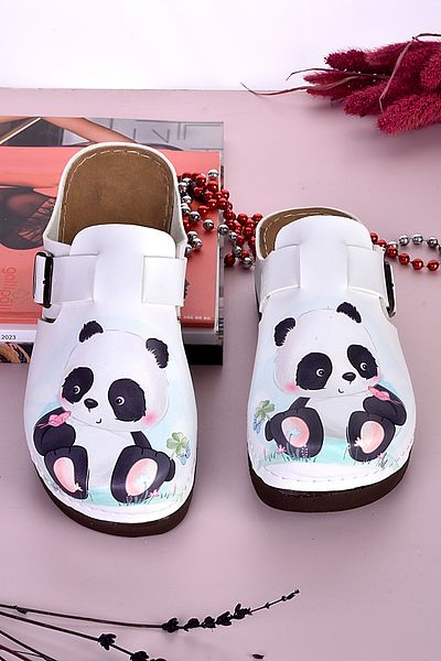 azizsahinshoes 3065 Μοντέλο Ανατομικές Παντόφλες με σχέδιο Panda