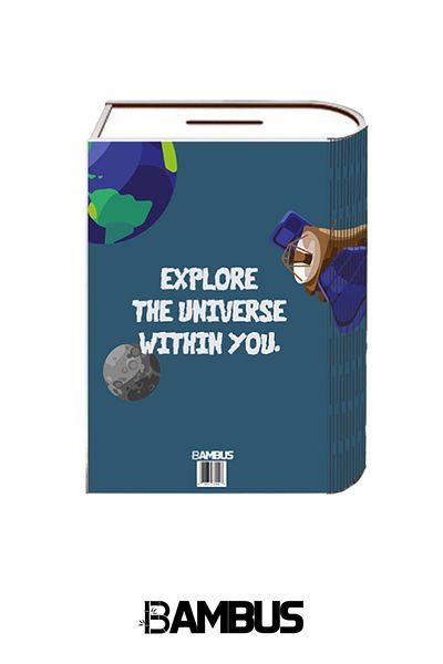 Bambus Home Astro Decorative Souvenir - Ξύλινο τυπωμένο, Κλειδωμένο Βιβλίο Κουμπαράς