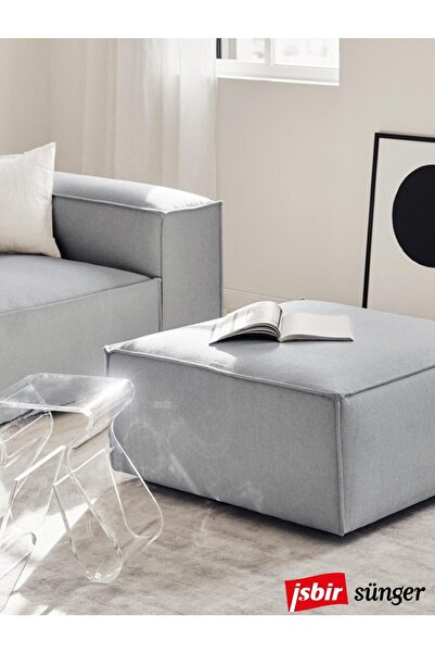 Mode Sofa Design Mode Soft Puf Gri Keten Kumaş (Dairenize Teslim)
