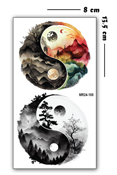 Desenli Ying Yang Modelleri Geçici Dövme