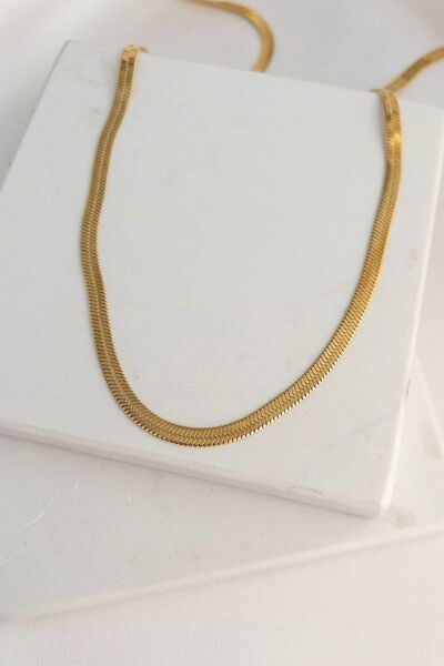 Karflake Gold İtalyan Model Zincir Zarif Çelik Kadın Kolye -+ (60 cm)