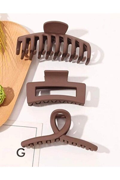 Monalisa Kadın 3'lü Kahverengi Mandal Toka Seti