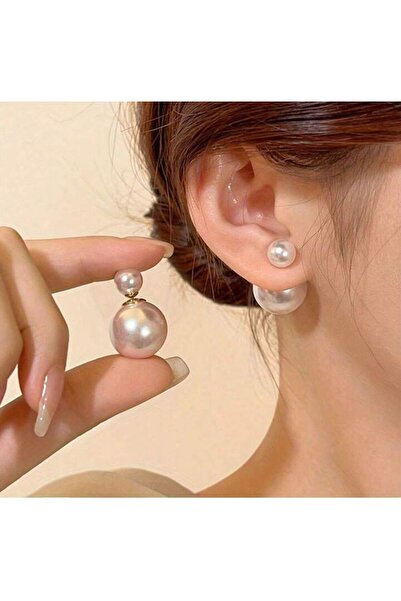 AychaAksesuar İthal çift taraflı takılabilen inci küpe